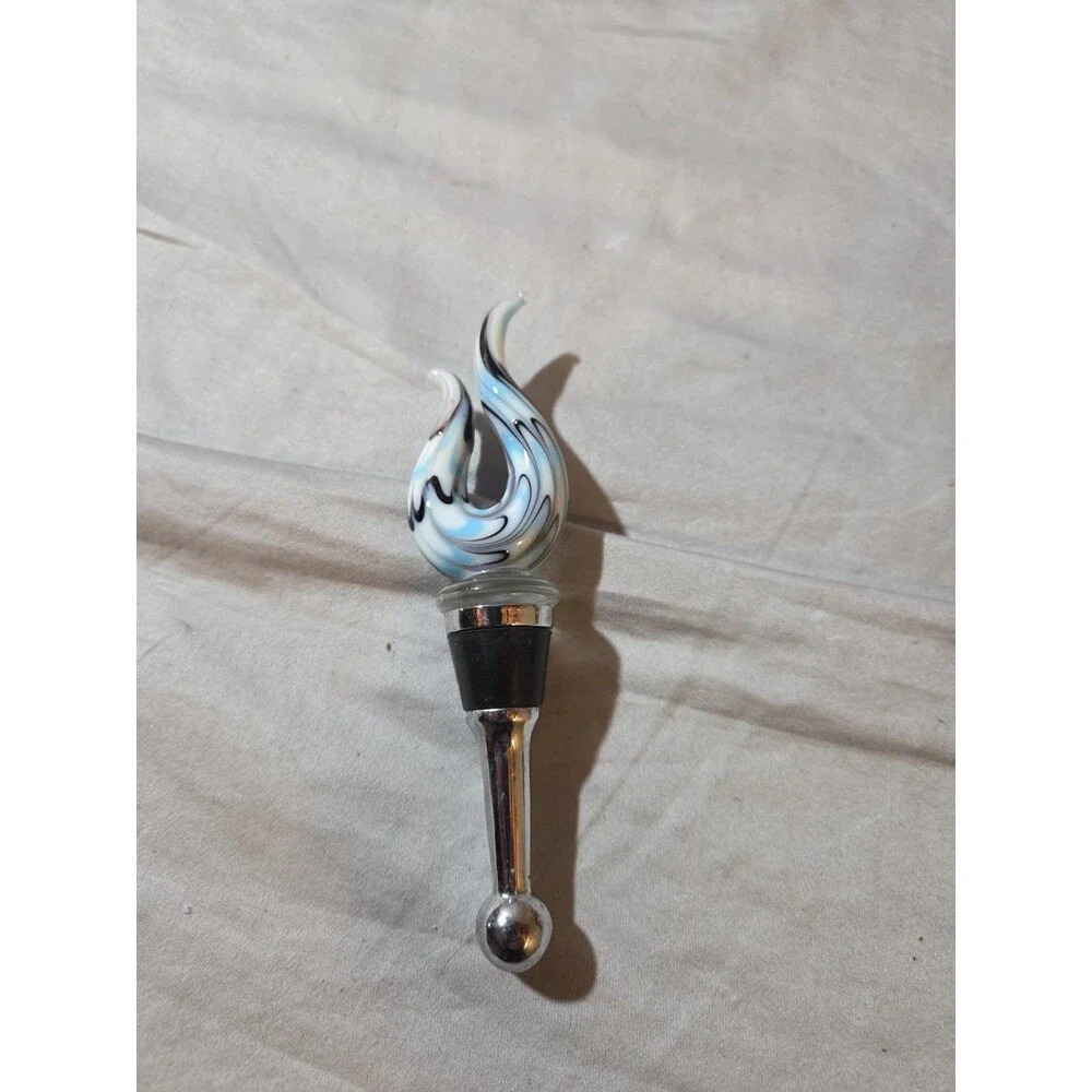 Serpentine/Flame Swirl Glass Wine Bottle Stopper Murano Style